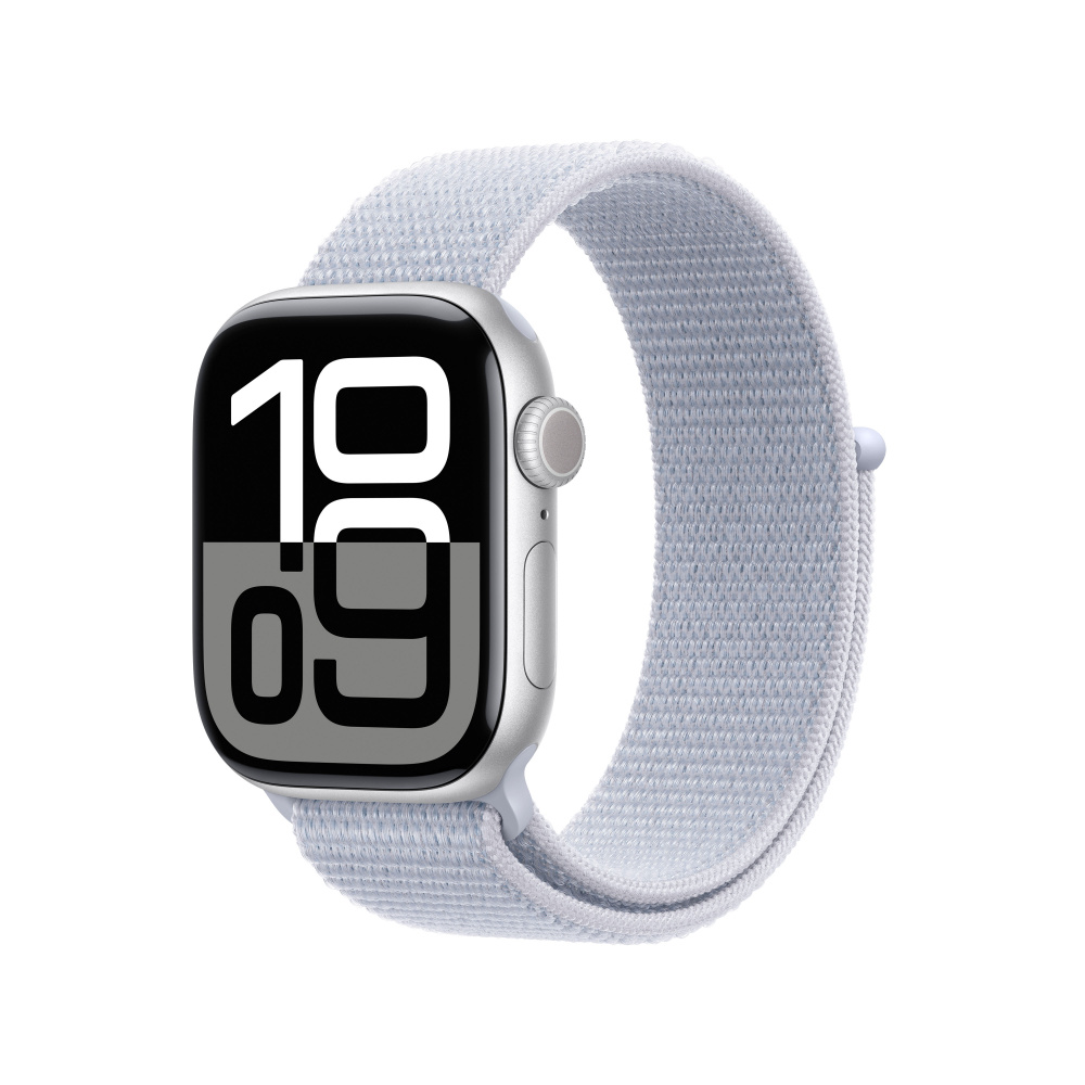 Apple Watch Series 10 GPS + Cellular, Caja de 42 mm Aluminio Color Plata, Correa Loop Deportiva Color Azul 