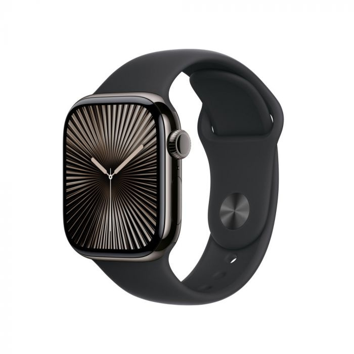 Apple Watch Series 10 GPS + Cellular, Caja de 42 mm Titanio Color Negro, Correa Deportiva M/L Color Negro