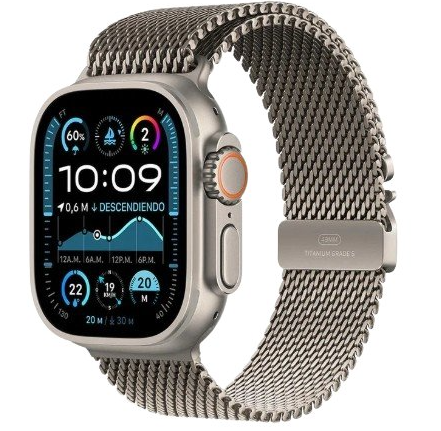 Apple Watch MX5R3LZ/A GPS, Caja de 49 mm Titanio Color Plata, Correa Milanés Color Plata