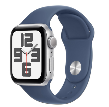 Apple Watch SE 2 GPS, Caja de 40 mm Aluminio Color Plata, Correa Deportiva M/L Color Azul