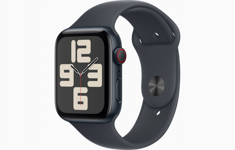 Apple Watch SE GPS + Cellular, Caja de 44 mm Aluminio Color Medianoche, Correa Deportiva M/L Color Negro 