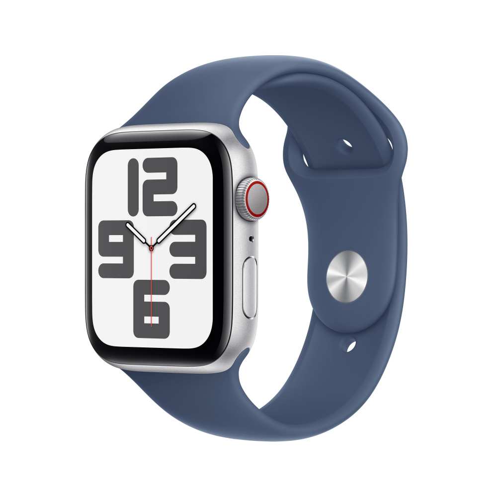 Apple Watch SE 2 GPS + Cellular, Caja de 44 mm Aluminio Color Plata, Correa Deportiva S/M Color Azul