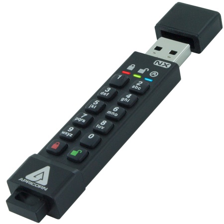 Memoria USB Apricorn Aegis Secure Key 3NX, 64GB, USB 3.2, Negro