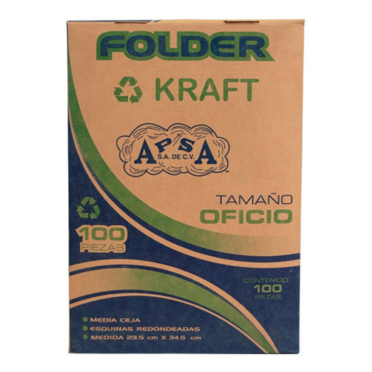 Apsa Fólder L26-P, Tamaño Oficio, Café, 100 Piezas