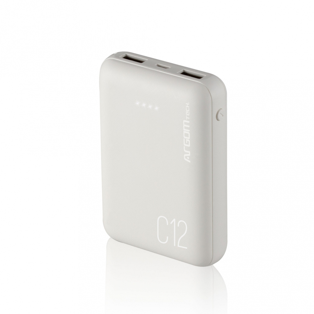 Cargador Portátil ArgomTech Power Bank ARG-PB-1138WT, 12Ah, Blanco