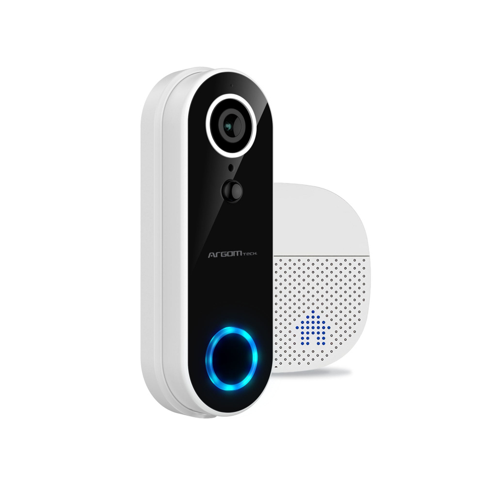 ArgomTech Timbre Inteligente con Cámara VISION 2, Inalámbrico, Wi-Fi, Blanco