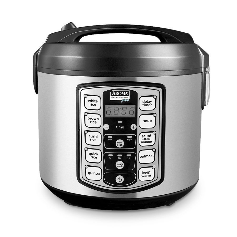 Aroma Olla Arrocera Eléctrica a Vapor 5000SB, 500W, Negro/Plata
