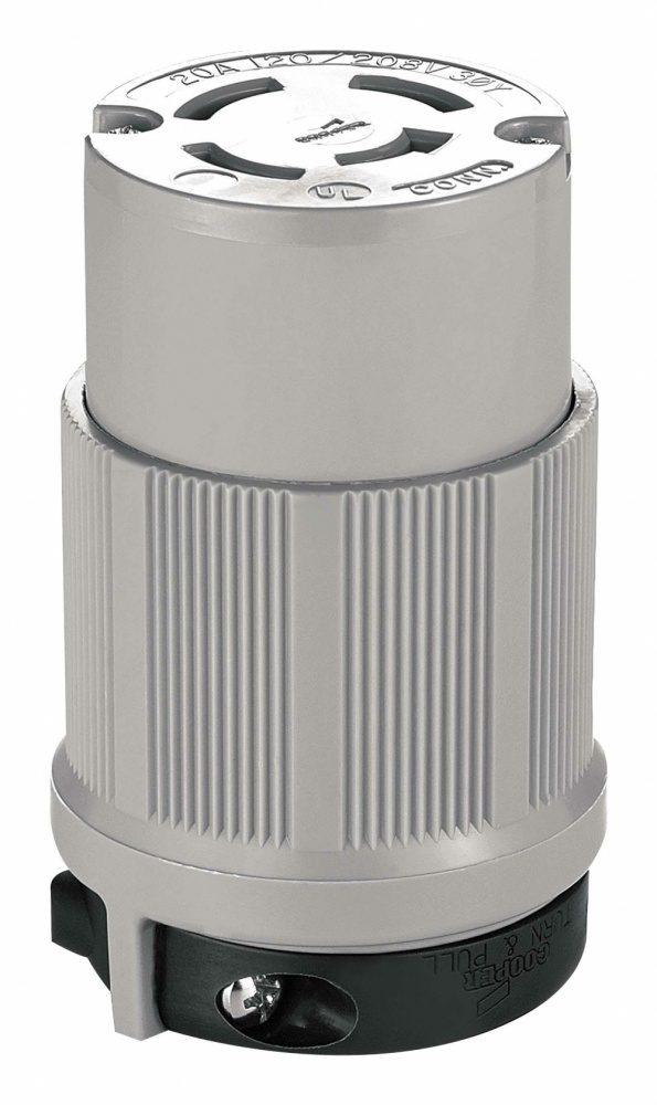 Arrow Hart Conector de Nylon 7413C, 20A, 120 - 208V, Negro/Gris