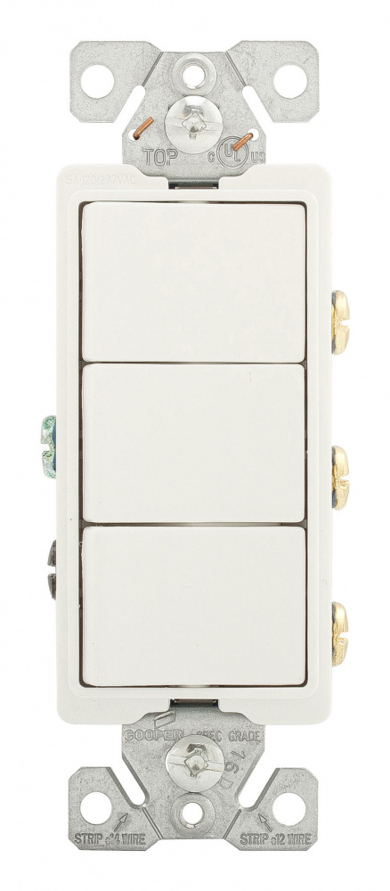 Arrow Hart Interruptor Triple 7729W-BOX, 120 - 277V, 15A, Blanco