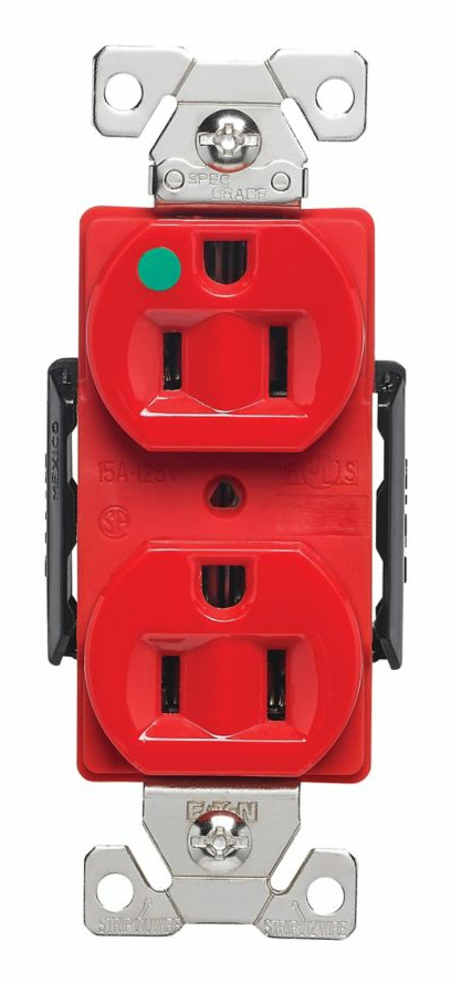 Arrow Hart Tomacorriente AH8200RD, 2 Enchufes, 125V, 15A, Rojo
