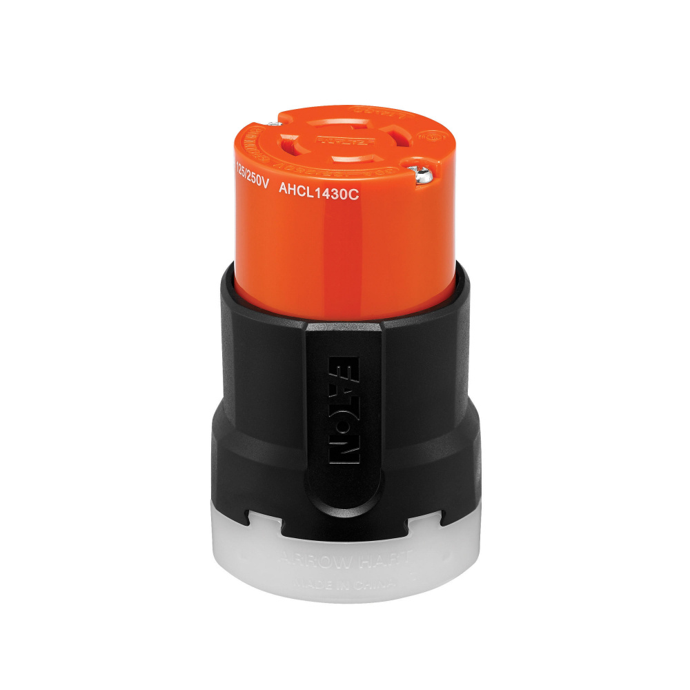 Arrow Hart Conector de Media Vuelta AHCL1430C, 30A, 125 - 250V, Negro/Naranja