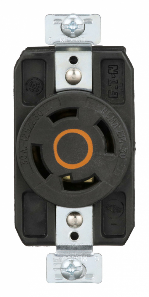 Arrow Hart Tomacorriente AHCL1430R, 1 Enchufe, 125 - 250V, 30A, NEMA L14-30R, Negro