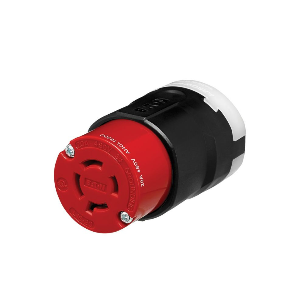 Arrow Hart Conector de Media Vuelta AHCL1620C, 20A, 480V, Negro/Rojo