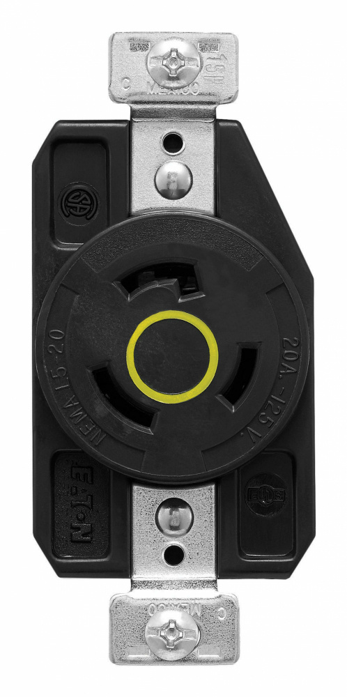 Arrow Hart Tomacorriente AHCL520R, 1 Enchufes, 125V, 20A, Negro