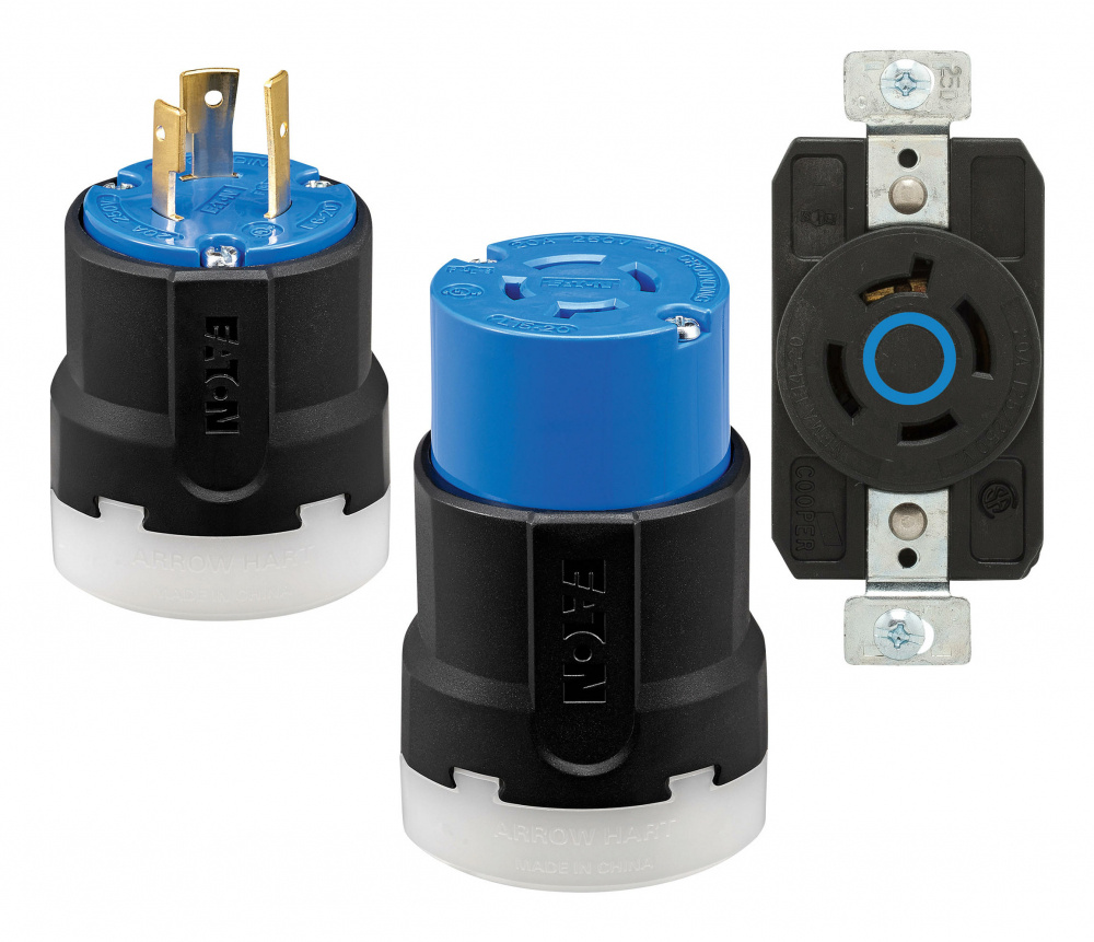 Arrow Hart Conector de Media Vuelta AHCL620C, 20A, 125V, NEMA  L6-20, Negro/Azul
