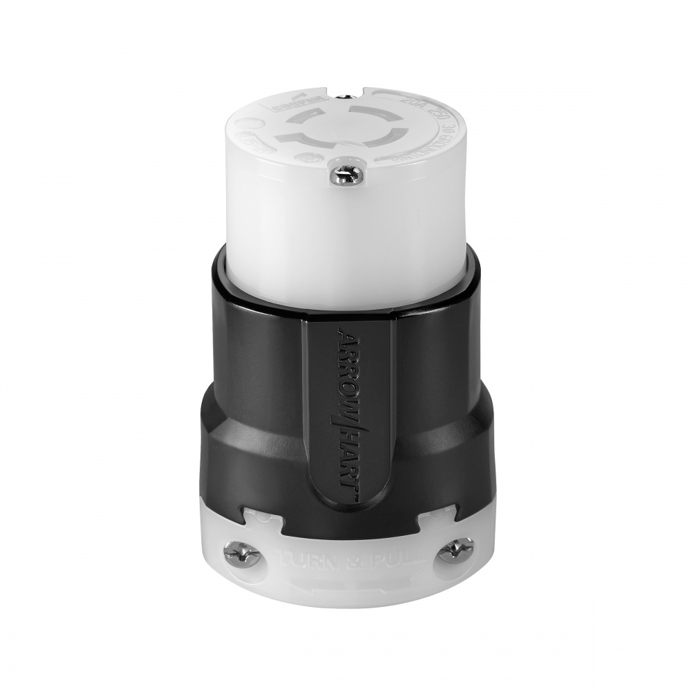 Arrow Hart Clavija, 20A, 250V, Negro/Blanco