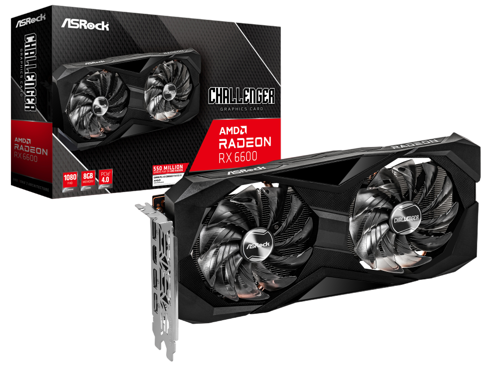 Tarjeta de Video ASRock AMD Radeon RX 6600 Challenger, 8GB 128-bit GDDR6, PCI Express 4.0 ― Producto usado, reparado - Dobles en disipador superior.