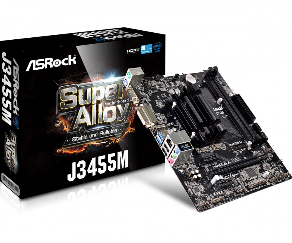 Tarjeta Madre ASRock microATX J3455M, Intel Quad-Core J3455 Integrada, HDMI, 16GB DDR3 para Intel