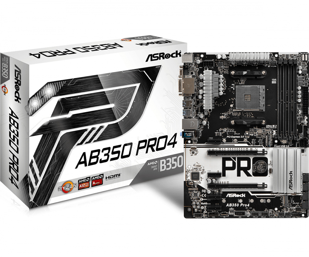 Tarjeta Madre ASRock ATX AB350 Pro4, S-AM4, AMD B350, HDMI, 64GB DDR4 para AMD