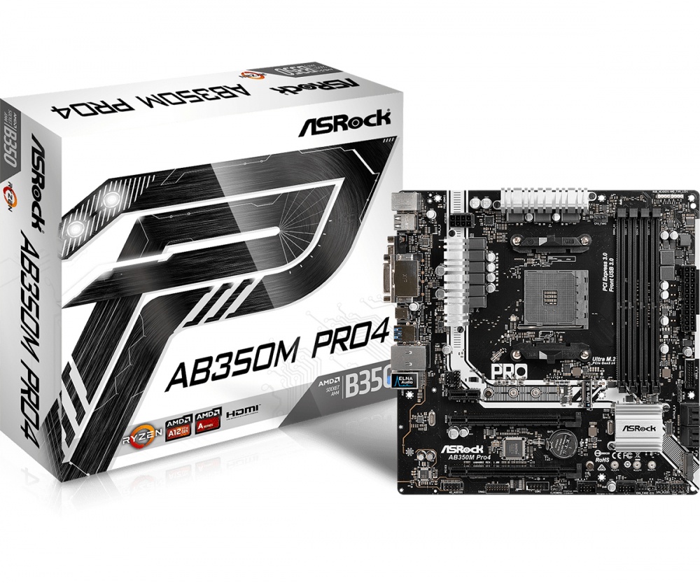 Tarjeta Madre ASRock micro ATX AB350M Pro4, S-AM4, AMD B350, HDMI, 64GB DDR4 para AMD