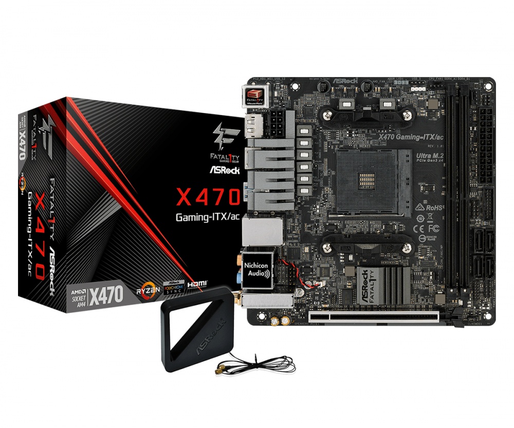 Tarjeta Madre ASRock mini-ITX Fatal1ty X470 Gaming-ITX/ac, S-AM4, AMD Promontory X470, HDMI, 128GB DDR4 para AMD Ryzen