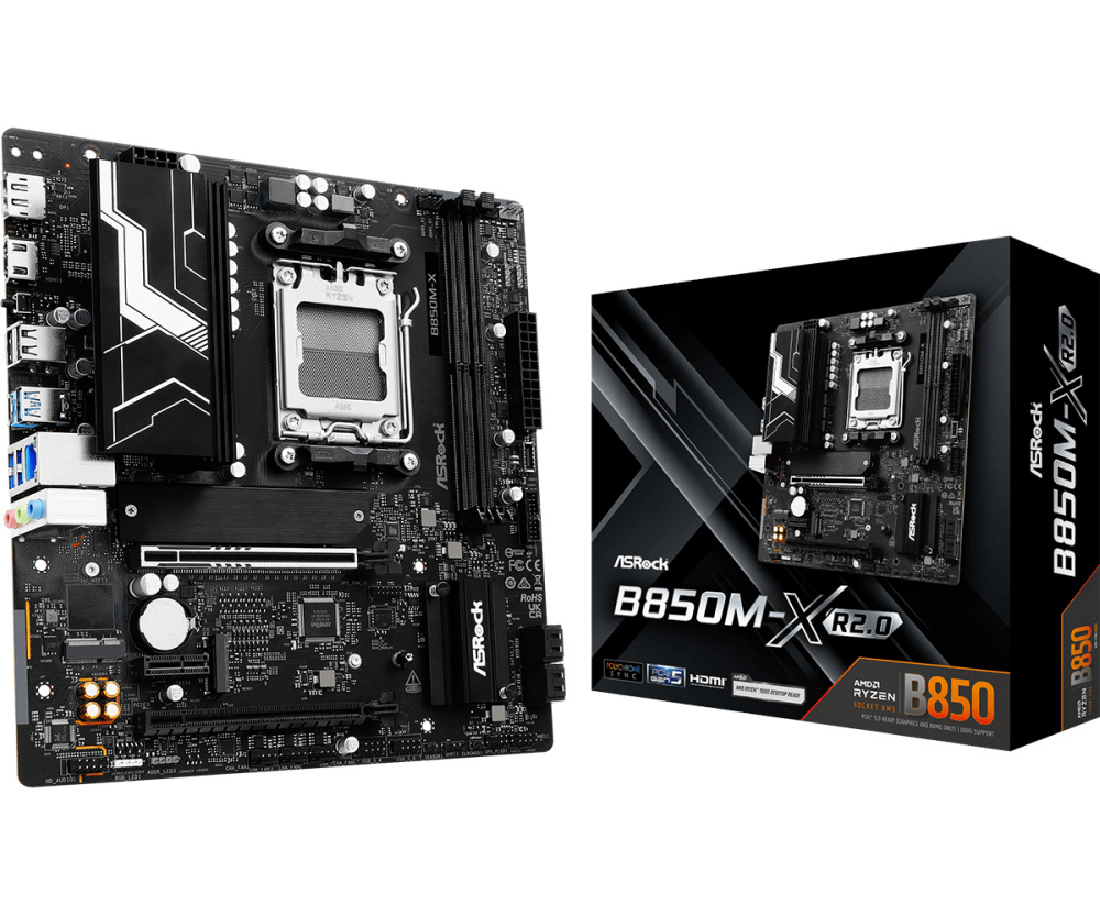 Tarjeta Madre ASRock B850M-X R2.0, Micro-ATX, Socket AM5, AMD B850, 128GB DDR5, HDMI/DP para AMD