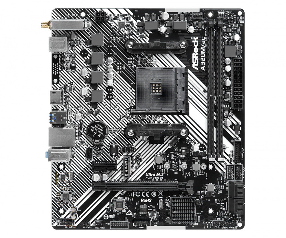 Tarjeta Madre ASRock A320M/ac, Micro-ATX, Socket AM4, AMD A320, 32GB DDR4, HDMI para AMD 