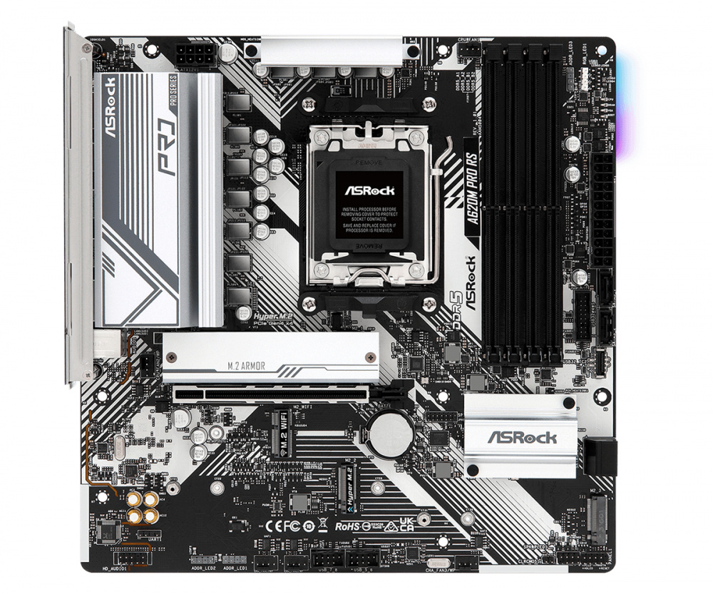 Tarjeta Madre ASRock A620M Pro RS, Micro-ATX, Socket AM5, AMD A620, 192GB DDR5, HDMI/DP para AMD 