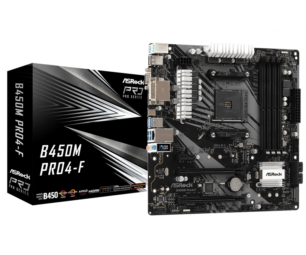 Tarjeta Madre ASRock Micro ATX B450M PRO4-F, S-AM4, AMD B450, HDMI, 128GB DDR4 para AMD ― Requiere Actualización de BIOS para Ryzen Serie 5000