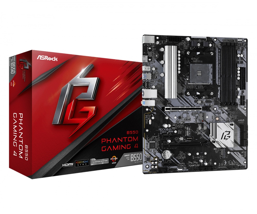 Tarjeta Madre ASRock ATX B550 Phantom Gaming 4, S-AM4, AMD B550, 128GB DDR4 para AMD ― No es Compatible con AMD Ryzen 5 3400G y Ryzen 3 3200G (Revisar Compatibilidades en la Página del Fabricante)