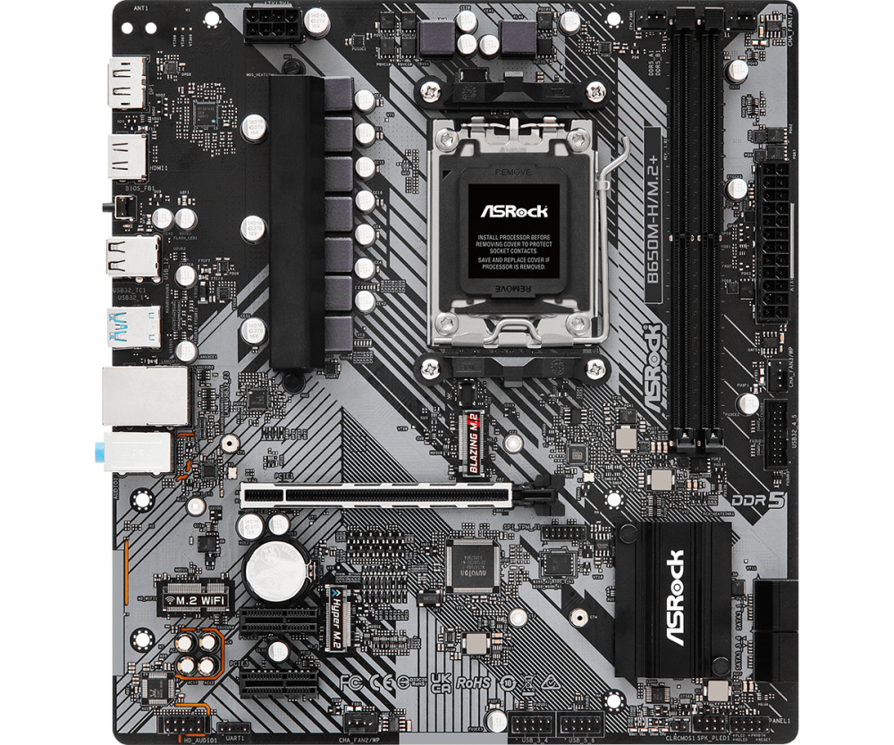 Tarjeta Madre ASRock B650M-H/M.2+, Micro-ATX, Socket AM5, AMD B650, 96GB DDR5, HDMI/DP para AMD