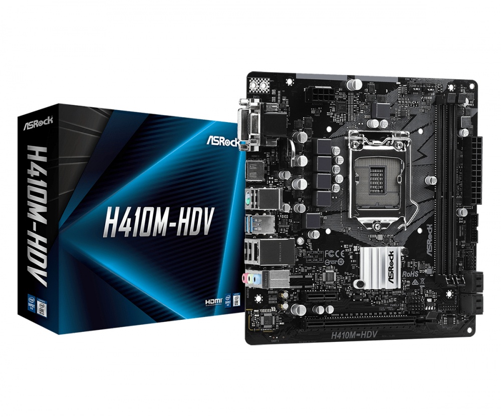 Tarjeta Madre ASRock Micro ATX H410M-HDV, S-1200, Intel H410, HDMI, 64GB DDR4 para Intel ― No es Compatible con Procesadores Intel 11va. Generación