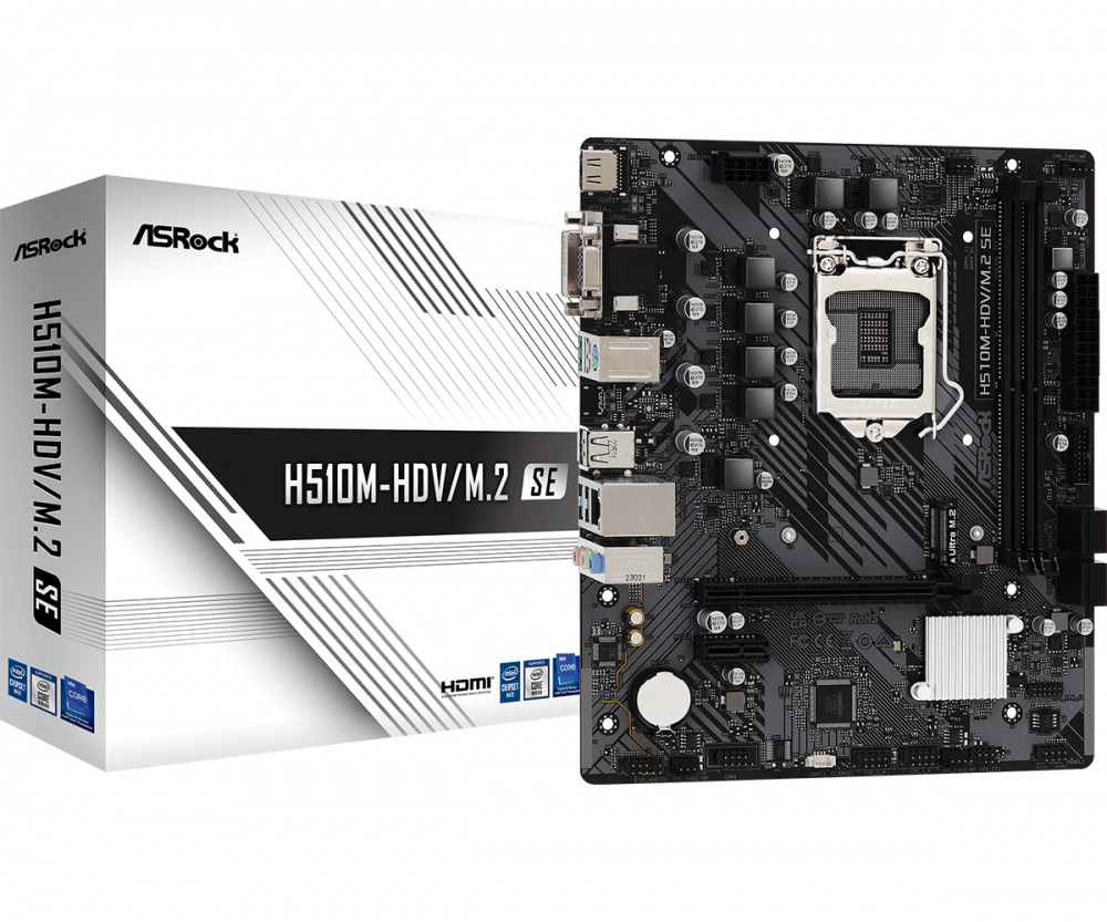 Tarjeta Madre ASRock H510M-HDV/M.2 SE, Micro-ATX, LGA 1200, Intel H470, 64GB DDR4, HDMI para Intel 