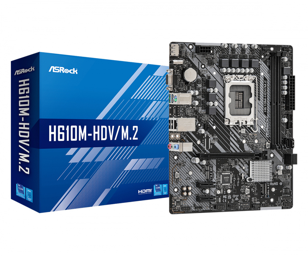 Tarjeta Madre ASRock H610M-HDV/M.2, Micro-ATX, LGA 1700, Intel H610, 64GB DDR4, HDMI/DP para Intel 