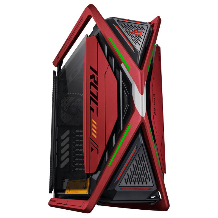 Gabinete ASUS ROG Hyperion GR701 EVA-02 Edition con Ventana ARGB, Tower, EATX/ATX/Micro-ATX/Mini-ITX, USB 4.0/3.2, sin Fuente, 4 Ventiladores PWM Instalados, Rojo