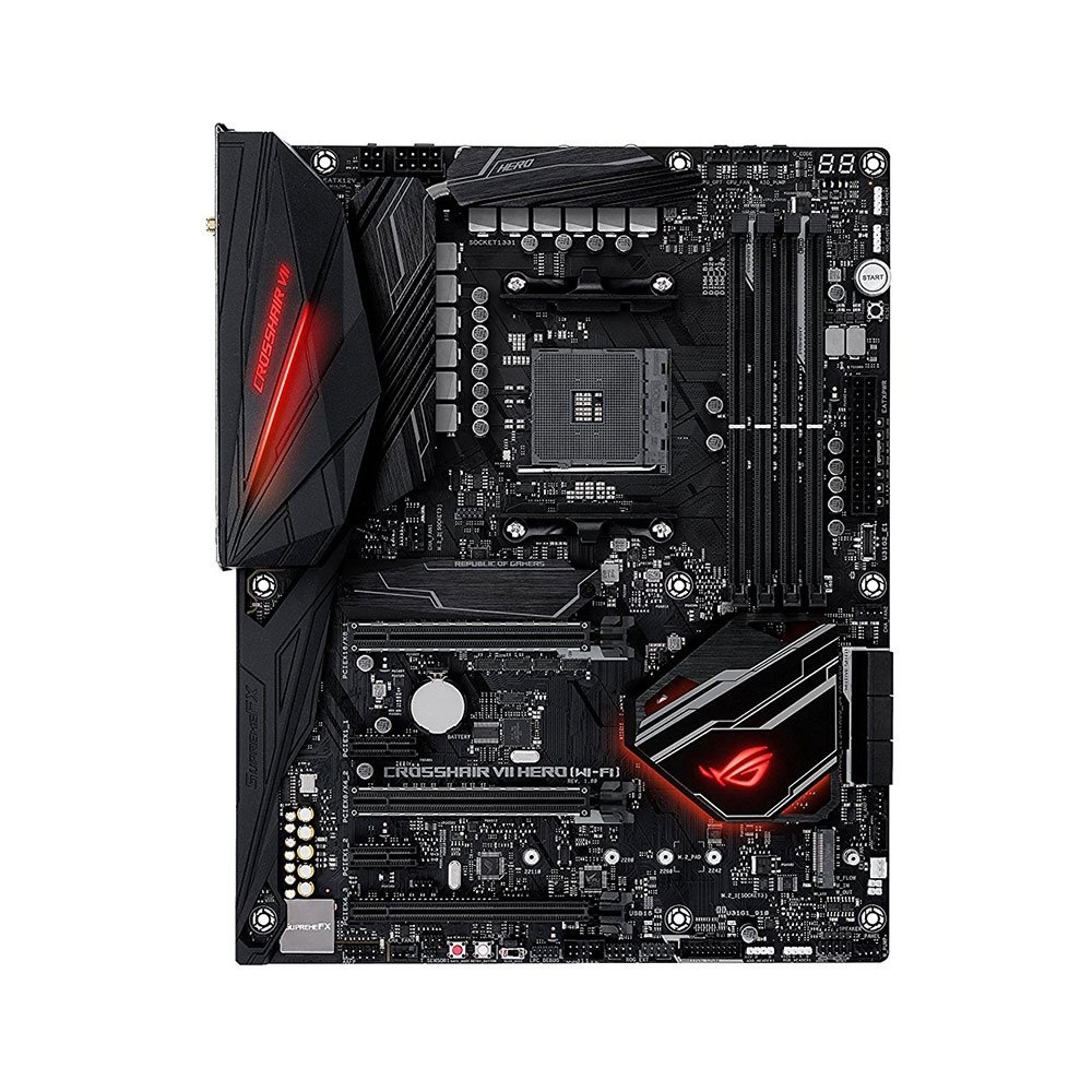 Tarjeta Madre ASUS ATX ROG CROSSHAIR VII HERO (WI-FI), S-AM4, AMD X470, 64GB DDR4 para AMD