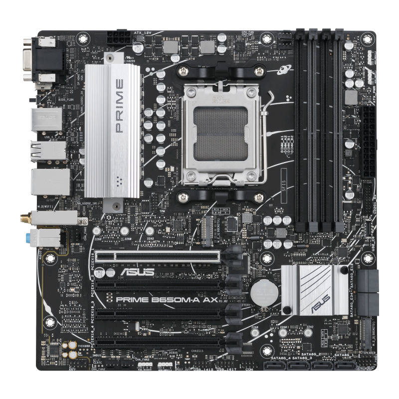 Tarjeta Madre ASUS PRIME B650M-A AX, Micro-ATX, Socket AM5, AMD B650, 128GB DDR5, HDMI/DP para AMD 