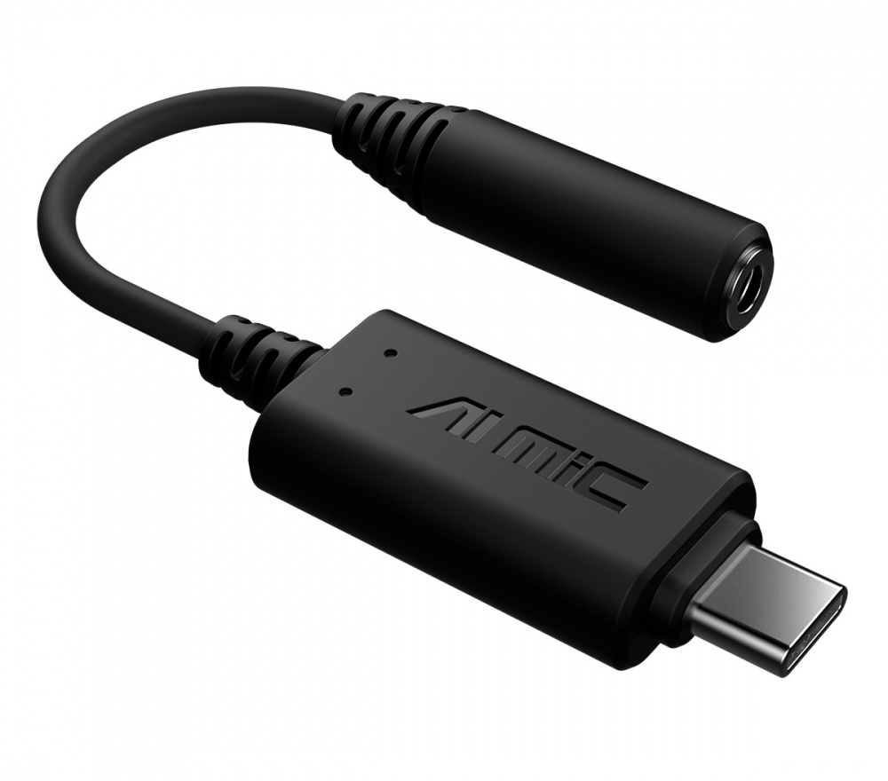 ASUS Adaptador de Micrófono con Cancelación de Ruido USB C - 3.5mm, Negro, para PC/Laptop/Smartphone