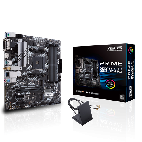 Tarjeta Madre ASUS Micro ATX PRIME B550M-A AC, S-AM4, AMD B550, HDMI, 128GB DRR4, para AMD ― Requiere Actualización de BIOS para la Serie Ryzen 5000 ― Caja abierta, producto nuevo.