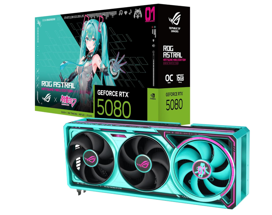 Tarjeta de Video ASUS NVIDIA GeForce RTX 5080 ROG ASTRAL OC HATSUNE MIKU EDITION, 16GB 192-bit GDDR7, PCI Express x16 5.0