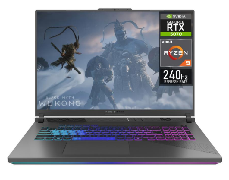 Laptop Gamer ASUS ROG Strix G18, 18" 2560x1600, AMD Ryzen 9 9955HX, NVIDIA GeForce RTX 5070, 64GB, 1TB SSD, Windows 11 Home, Inglés