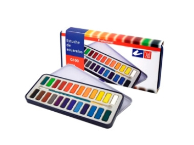 ATL Set de Pastillas Acuarelas para Arte con Pincel G101, 24 Colores