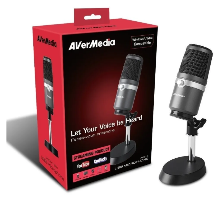 AVerMedia Micrófono AM310, Alámbrico, Negro/Plata