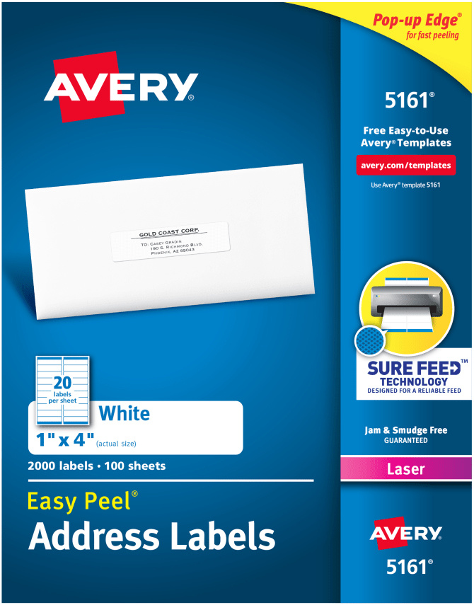 Avery Etiqueta Adhesiva 05161, 25x102mm, 2000 Etiquetas, Blanco