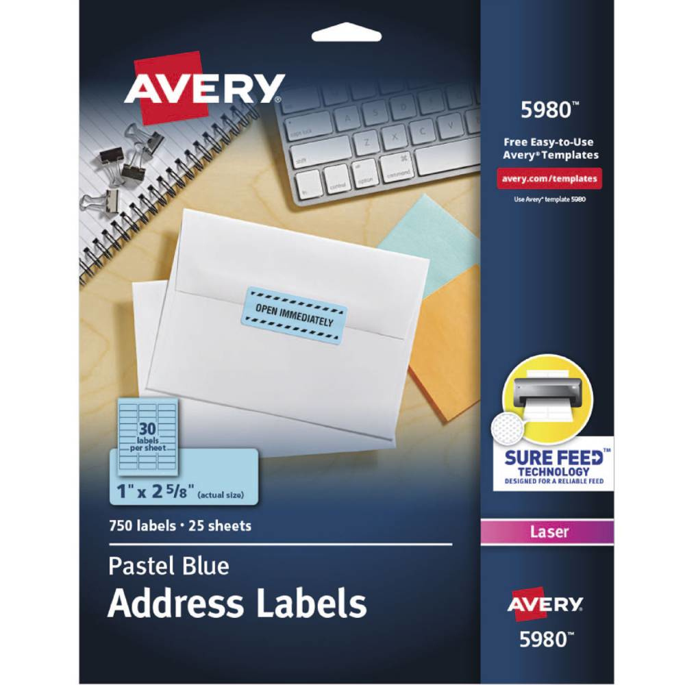 Avery Etiqueta Adhesiva 5980, 25x67mm, 750 Etiquetas, Azul