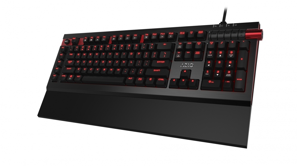 Teclado Gamer AZIO MGK Armato 01 LED Rojo, Teclado Mécanico, Cherry MX Brown, Alámbrico, Negro (Inglés)