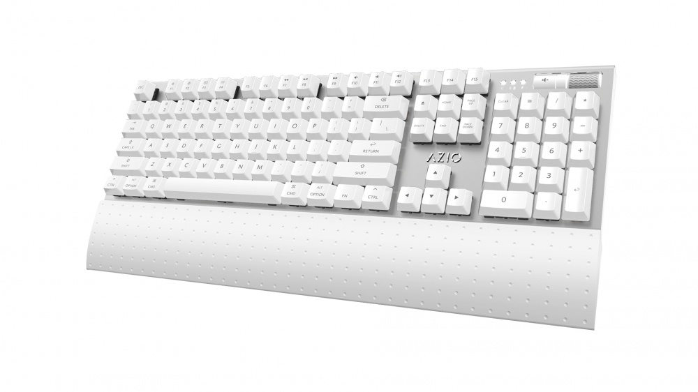 Teclado Azio MK-MAC, Mecánico, Cherry MX Marrón, Inalámbrico, Bluetooth, Blanco - para Mac (Inglés)