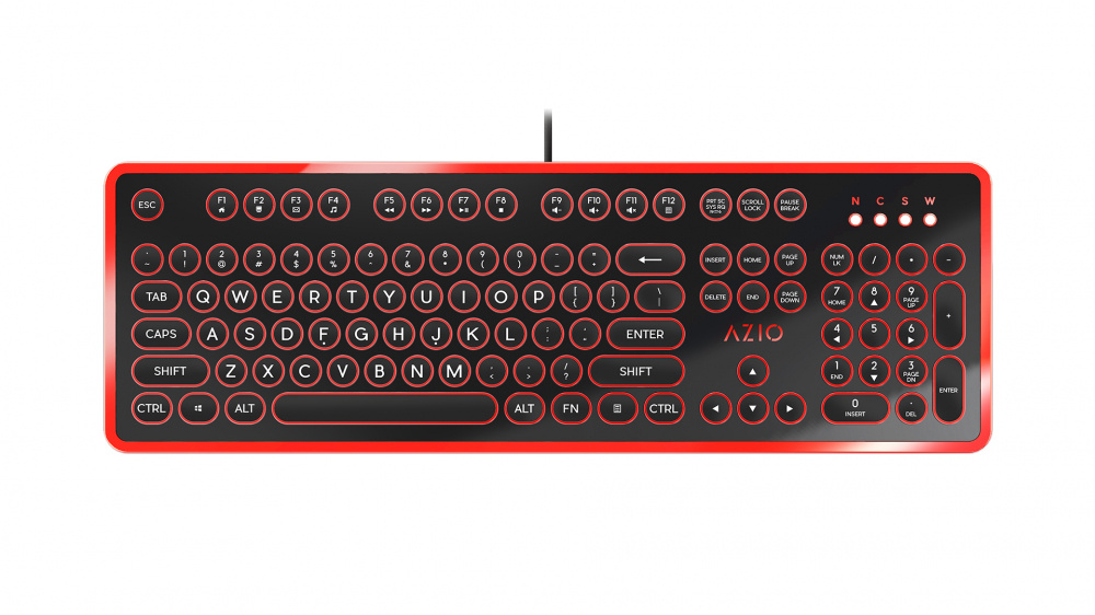 Teclado Azio MK-RETRO-03, Alámbrico, USB, Negro/Rojo (Inglés)