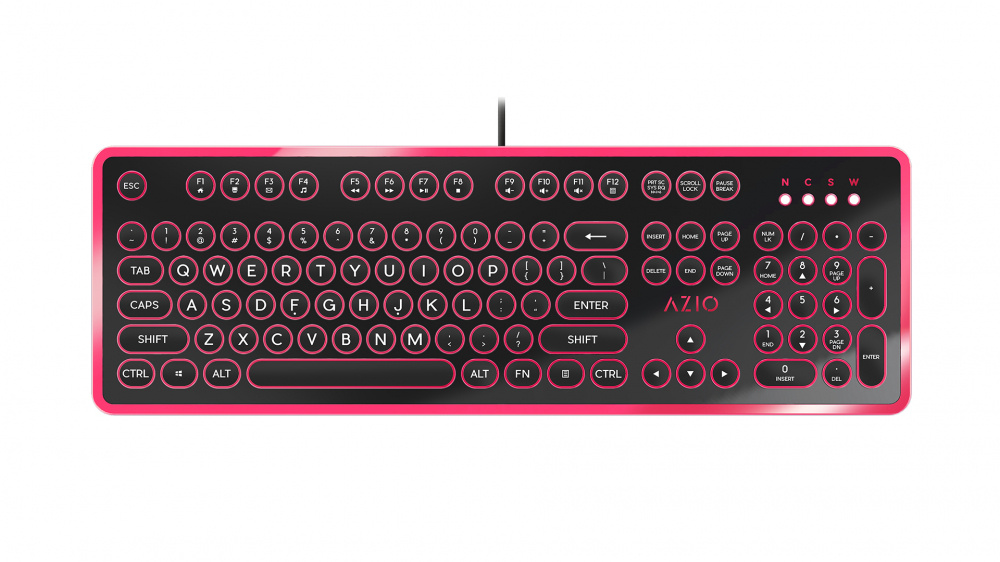 Teclado Azio MK-RETRO, Alámbrico, USB, Negro/Fucsia (Inglés)