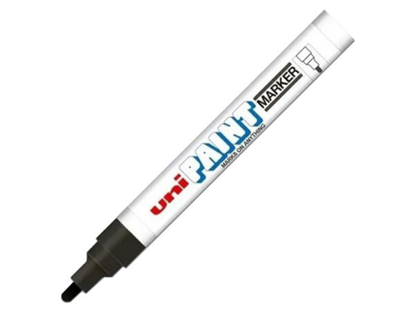 Azor Marcador Permanente Uni Paint, Punto Mediano, Negro, 12 Piezas